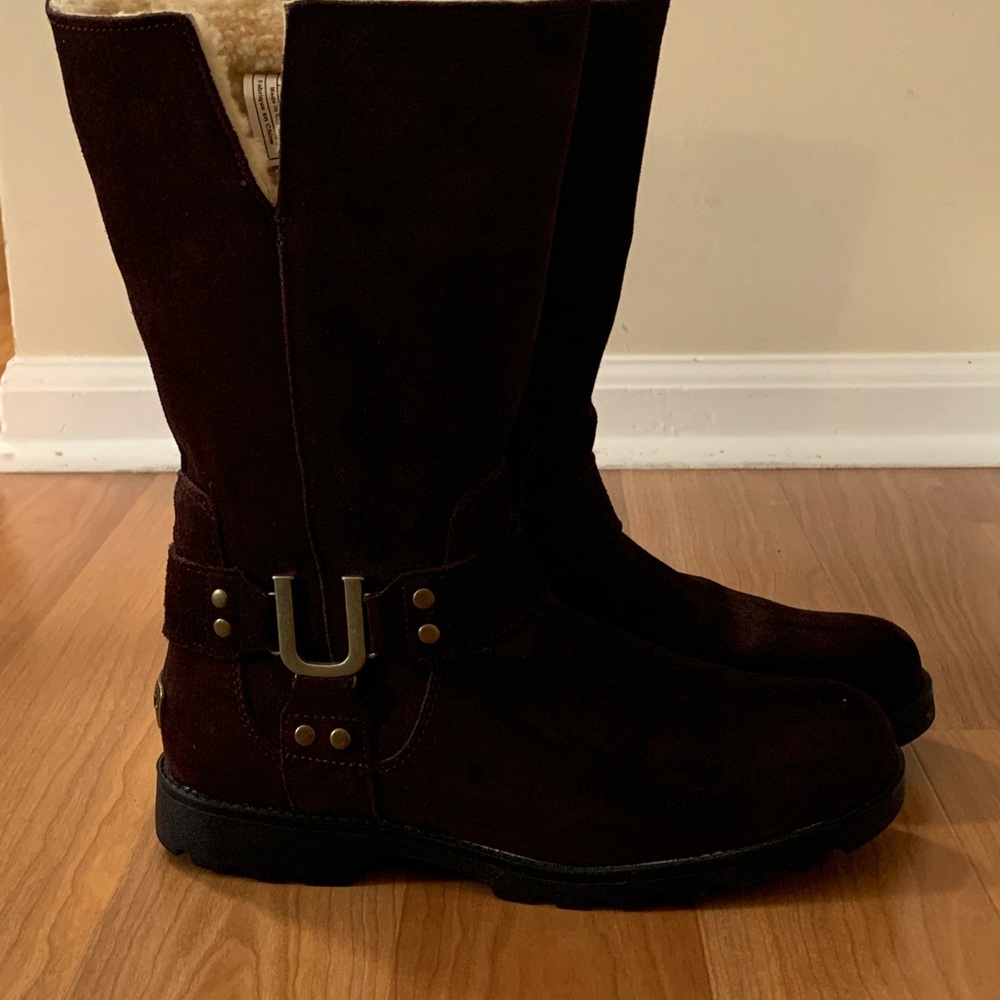 UGG WOMEN'S BARLOW JAVA/BROWN SUEDE BOOTS SIZE 7